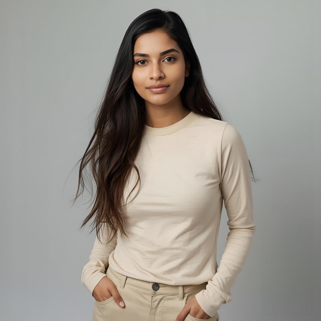 NORA | Beige Basic Long Sleeve T-Shirt